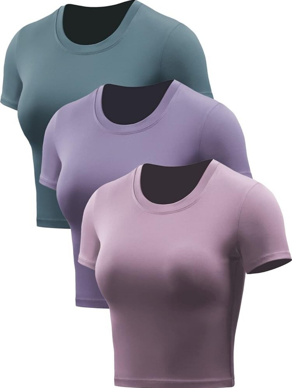 Women’s Short Sleeve Cropped Workout Tees Set Of 3 - L